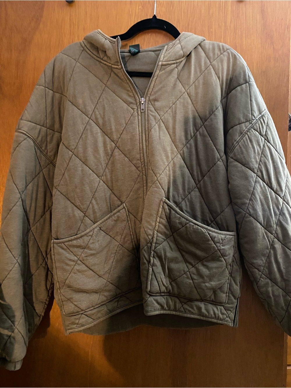 Wild Fable Quilted Hooded Jacket in Olive Green